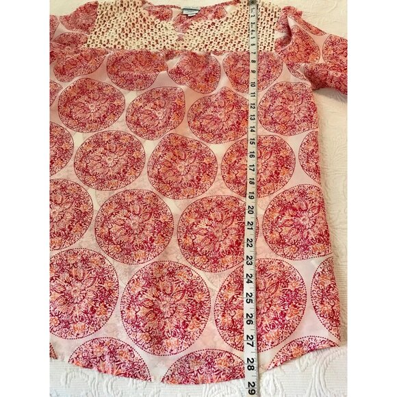 Calypso St Barth Target Women's Large Silk Pink Red Floral Print Tunic Blouse - Picture 5 of 10